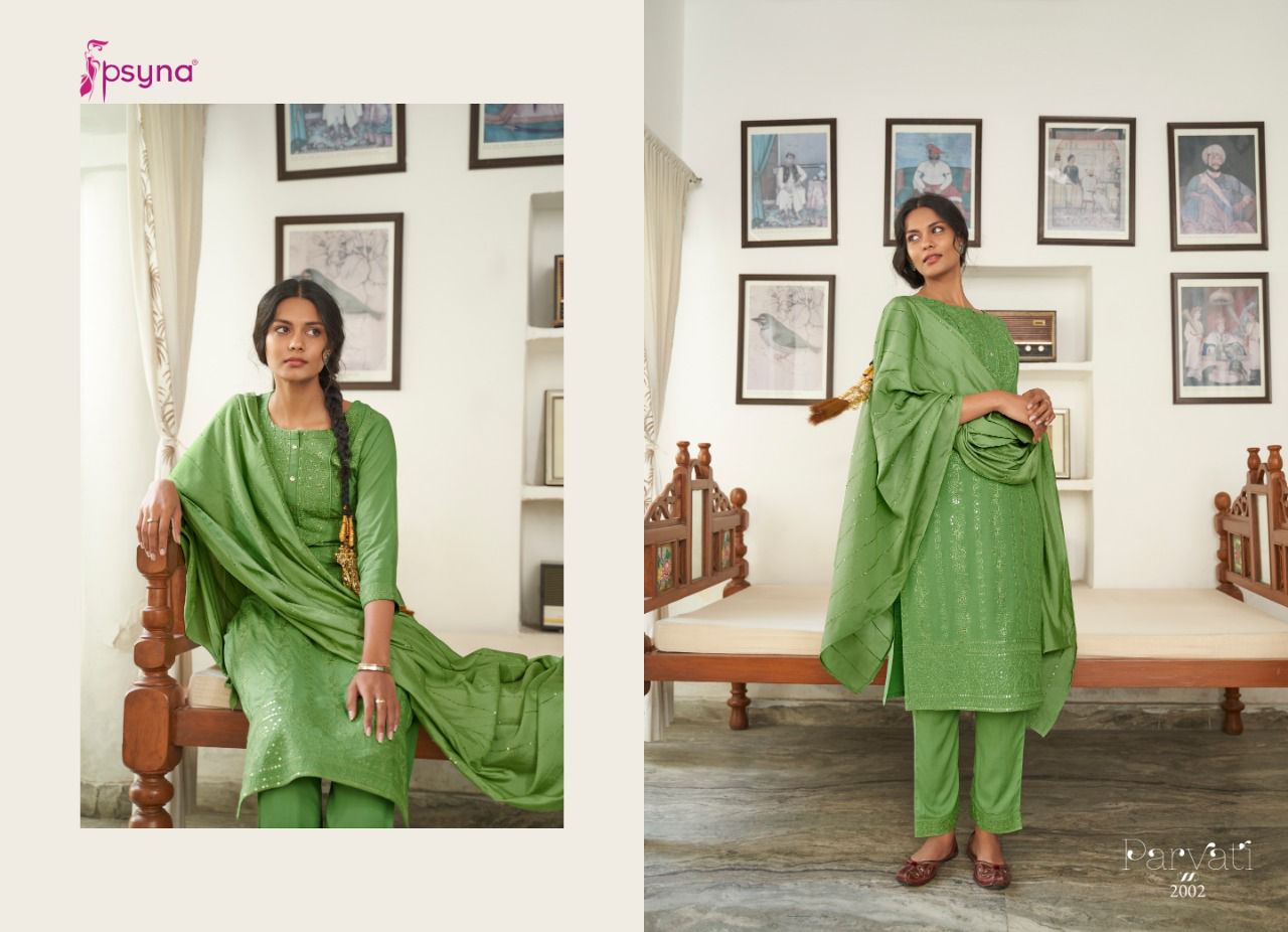 Psyna Parvati 2 Fancy Festive Wear Latest Kurti Pant With Dupatta Collection